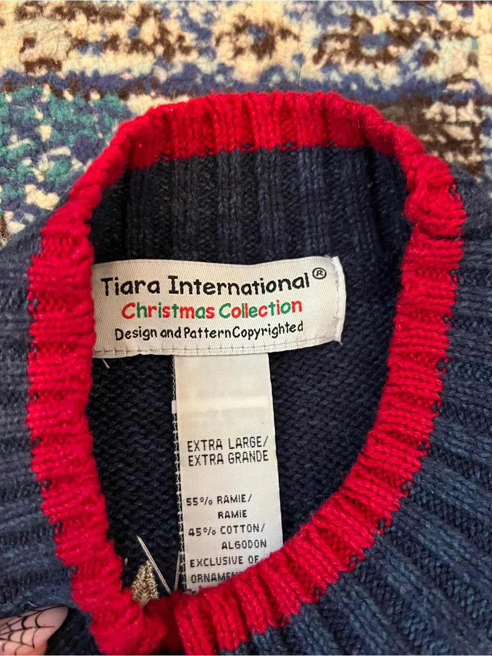 Happy Holidays Navy Knit Sweater Size XL